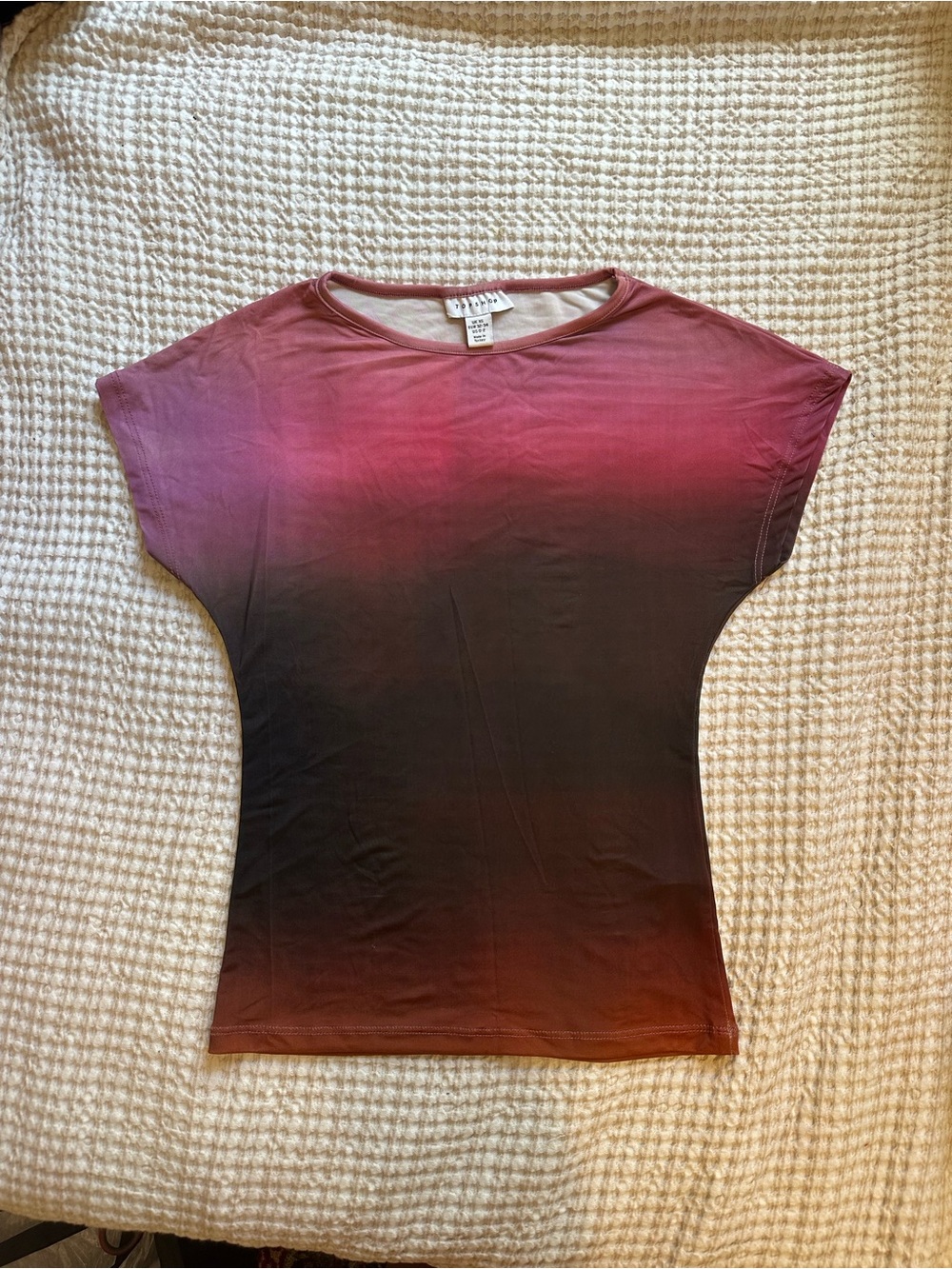 Topshop Ombre Short Sleeve Fitted Top